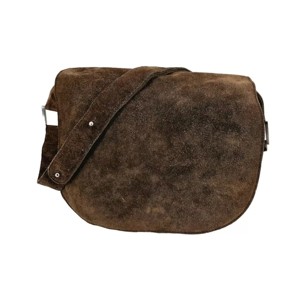 Vintage Bottega Veneta brown suede Sholder  bag Flap Magnetic Closure Minimalist - Picture 3 of 14